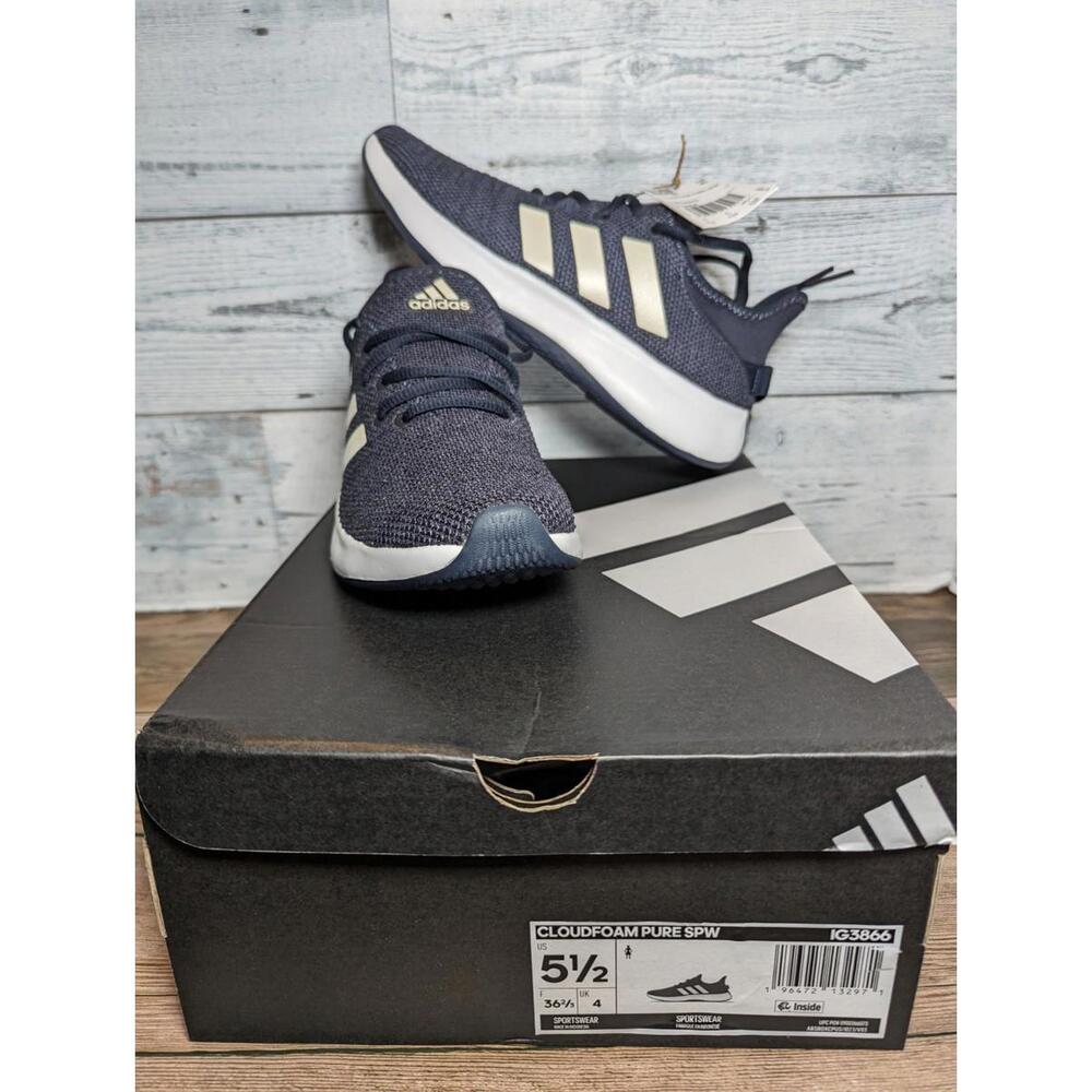 Womens Size 5.5 / Kids 6.5 - Adidas Cloudfoam Pure SPW Running Shoes Blue IG3866